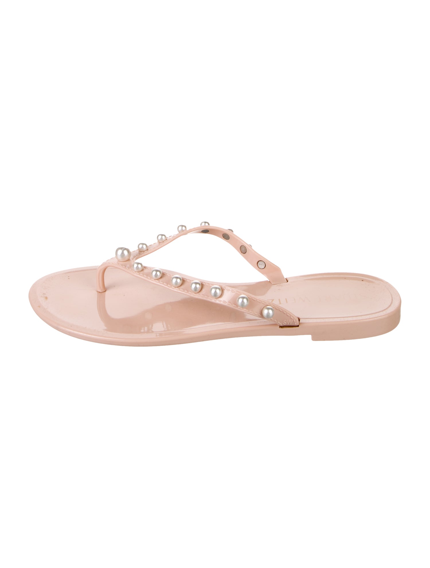Stuart Weitzman Rubber Beaded Accents Flip Flops