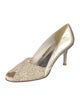 Stuart Weitzman Leather Lace Pattern Pumps