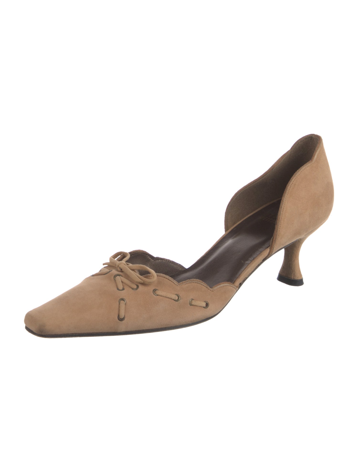 Stuart Weitzman Suede Scalloped Accent D'Orsay Pumps