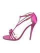 Stuart Weitzman Satin Bow Accents T-Strap Sandals