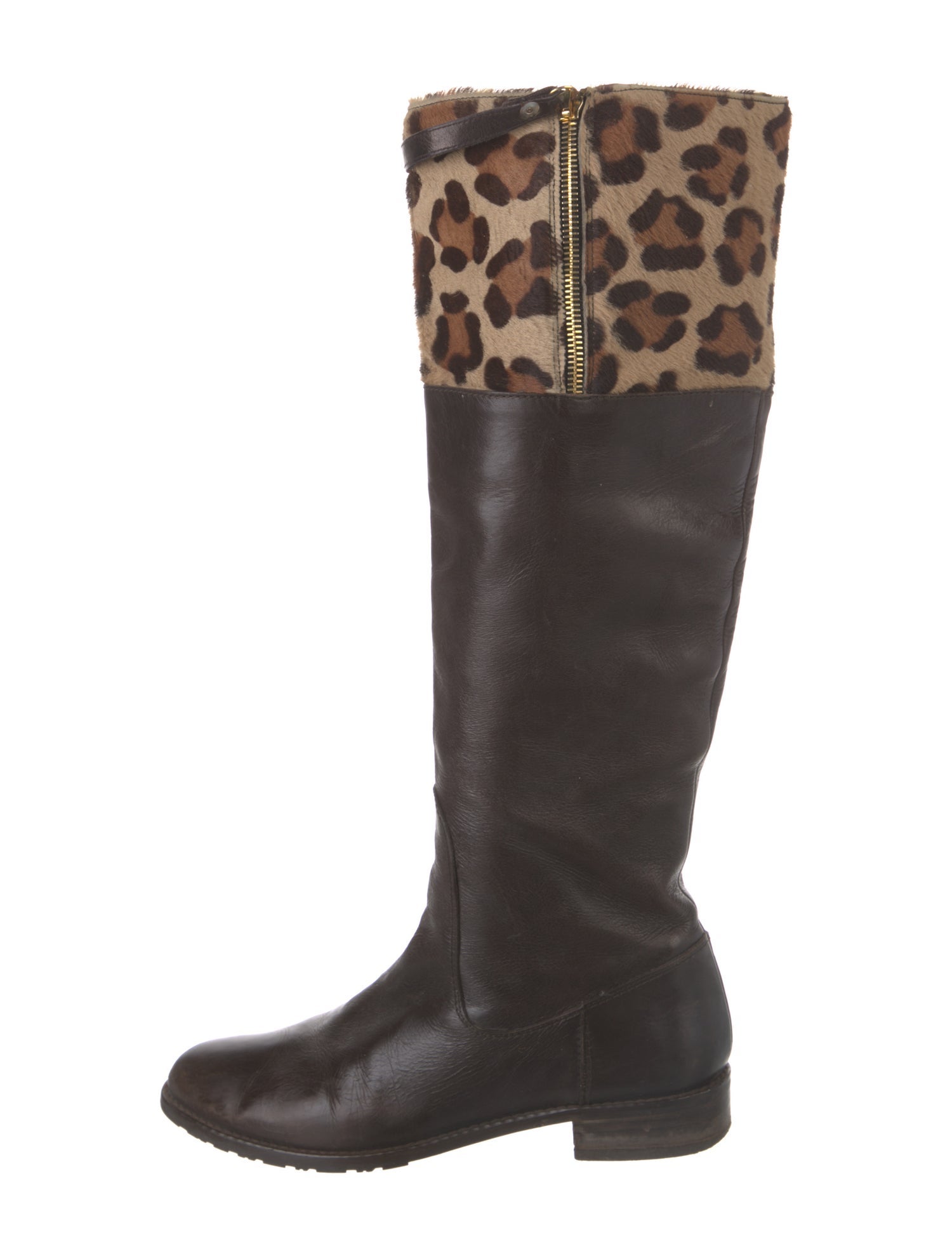 Stuart Weitzman Leather Animal Print Riding Boots
