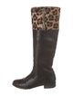 Stuart Weitzman Leather Animal Print Riding Boots