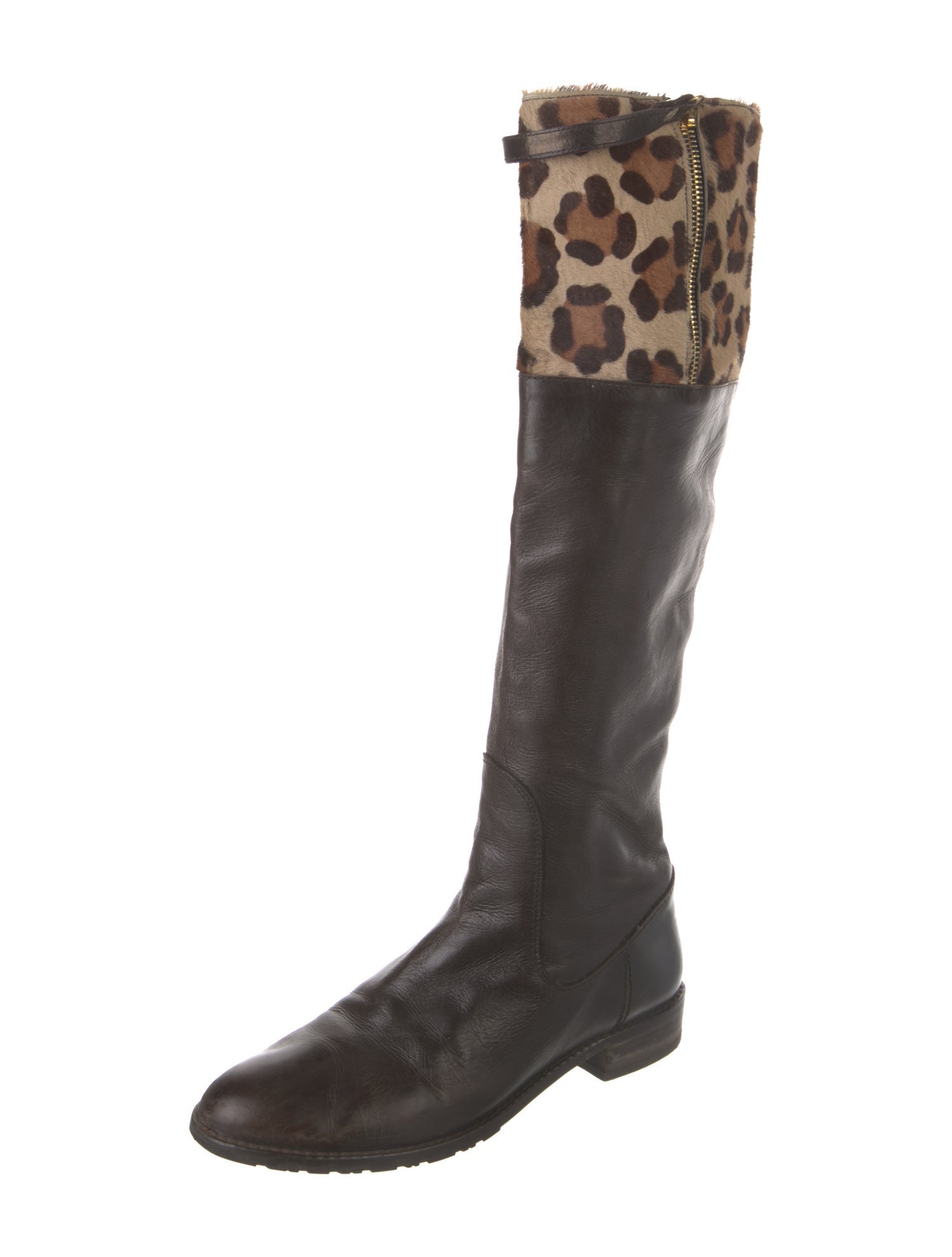 Stuart Weitzman Leather Animal Print Riding Boots