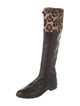 Stuart Weitzman Leather Animal Print Riding Boots