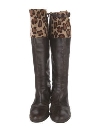 Stuart Weitzman Leather Animal Print Riding Boots