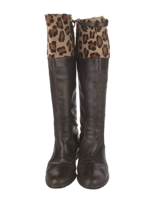 Stuart Weitzman Leather Animal Print Riding Boots