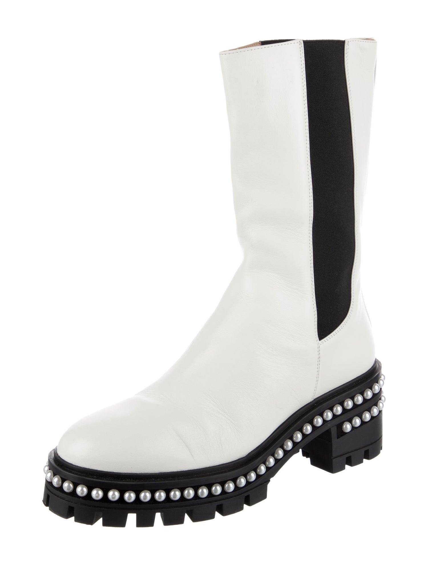 Stuart Weitzman Leather Studded Accents Combat Boots