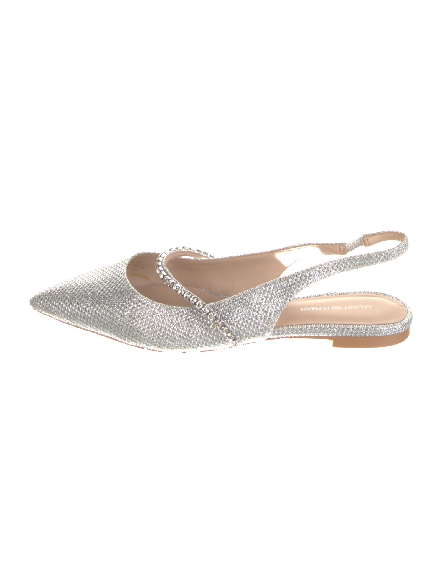 Stuart Weitzman Glitter Crystal Embellishments Slingback Flats