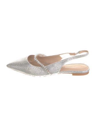 Stuart Weitzman Glitter Crystal Embellishments Slingback Flats