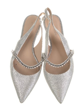 Stuart Weitzman Glitter Crystal Embellishments Slingback Flats