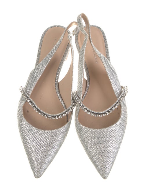 Stuart Weitzman Glitter Crystal Embellishments Slingback Flats