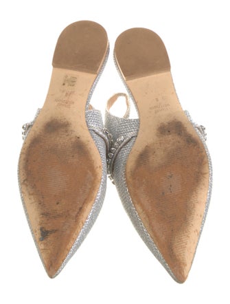 Stuart Weitzman Glitter Crystal Embellishments Slingback Flats