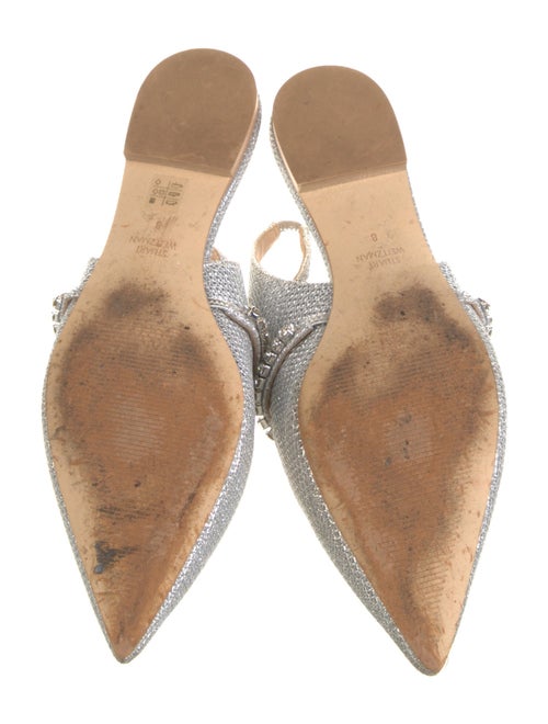 Stuart Weitzman Glitter Crystal Embellishments Slingback Flats