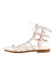 Stuart Weitzman Faux Pearl Accents Leather Gladiator Sandals