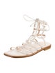 Stuart Weitzman Faux Pearl Accents Leather Gladiator Sandals