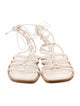 Stuart Weitzman Faux Pearl Accents Leather Gladiator Sandals