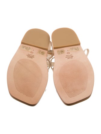 Stuart Weitzman Faux Pearl Accents Leather Gladiator Sandals