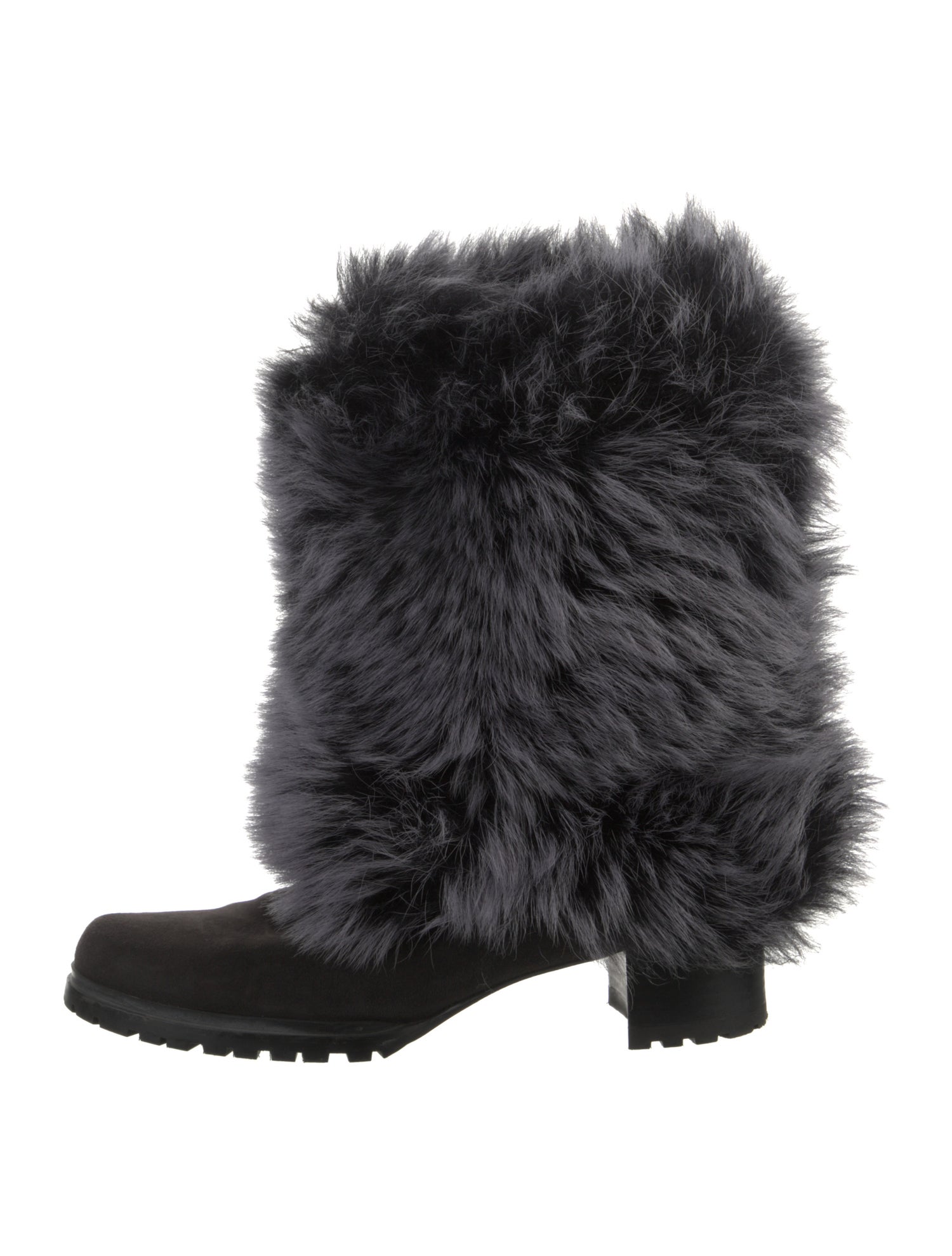 Stuart Weitzman Suede Fur Trim Boots