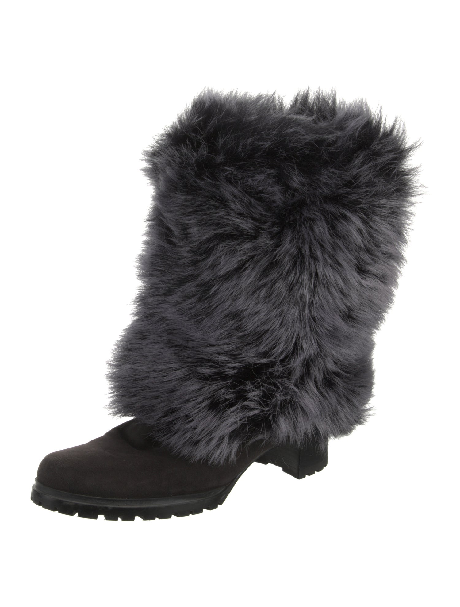 Stuart Weitzman Suede Fur Trim Boots
