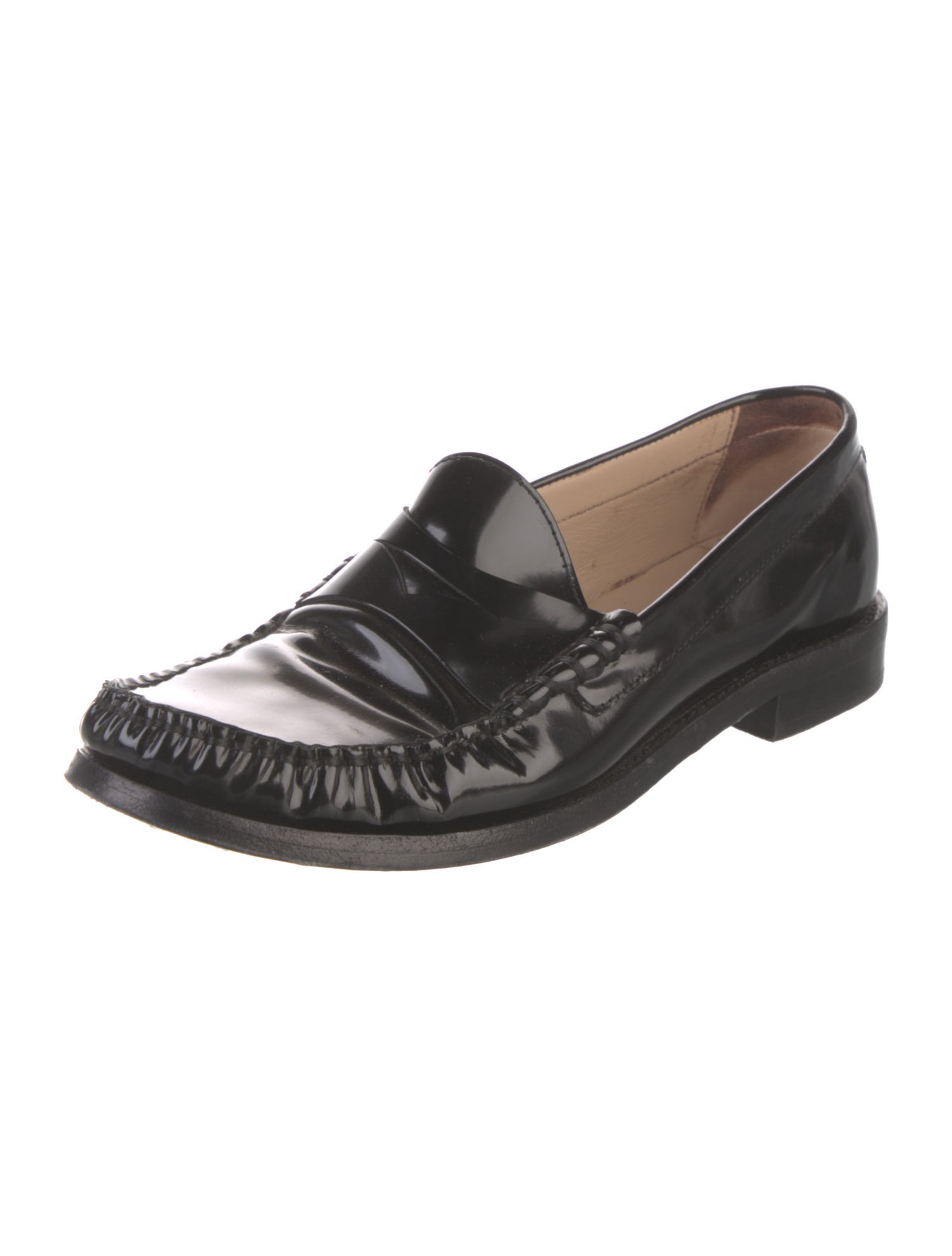 Stuart Weitzman Patent Leather Tassel Accents Loafers