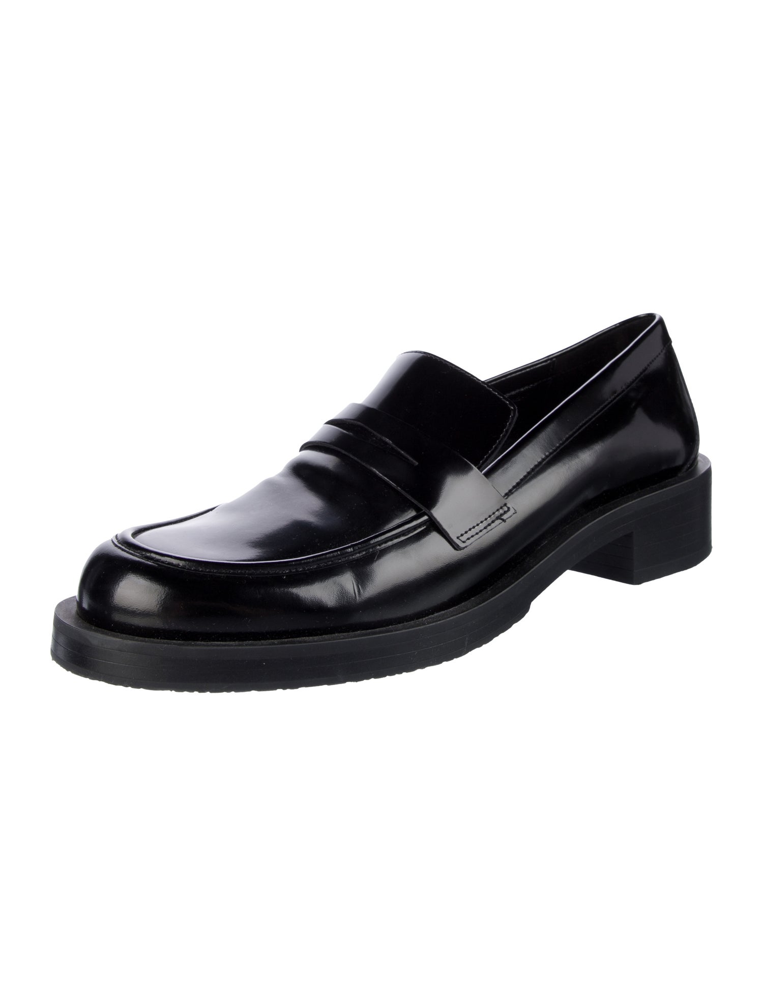 Stuart Weitzman Patent Leather Tassel Accents Loafers