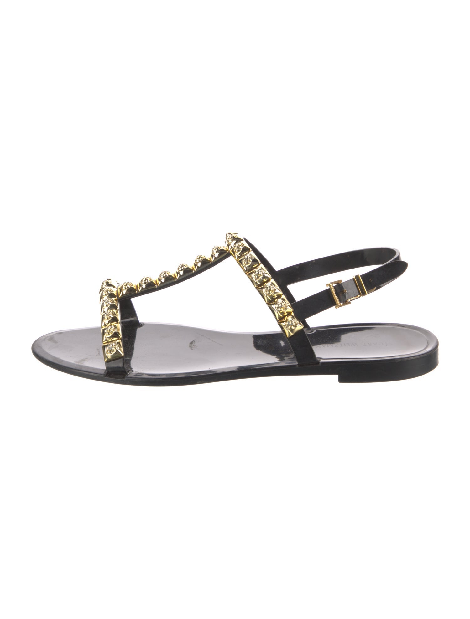 Stuart Weitzman Rubber Studded Accents T-Strap Sandals