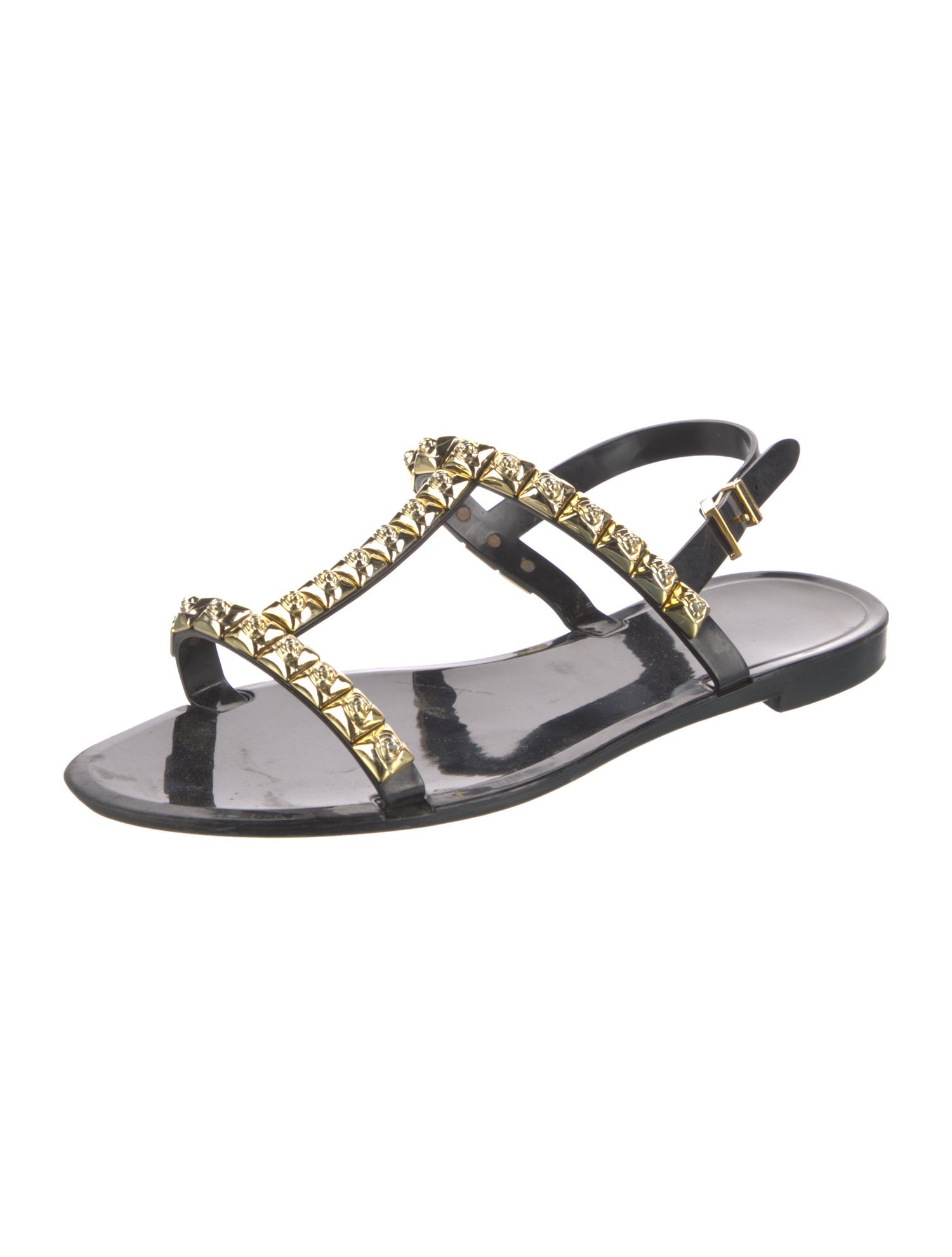 Stuart Weitzman Rubber Studded Accents T-Strap Sandals