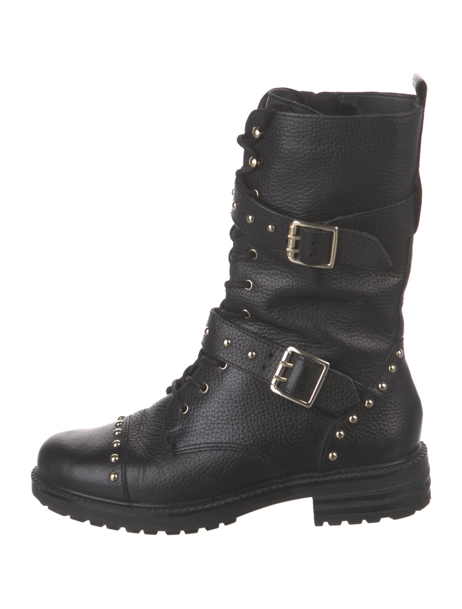 Kurt Geiger Leather Studded Accents Combat Boots