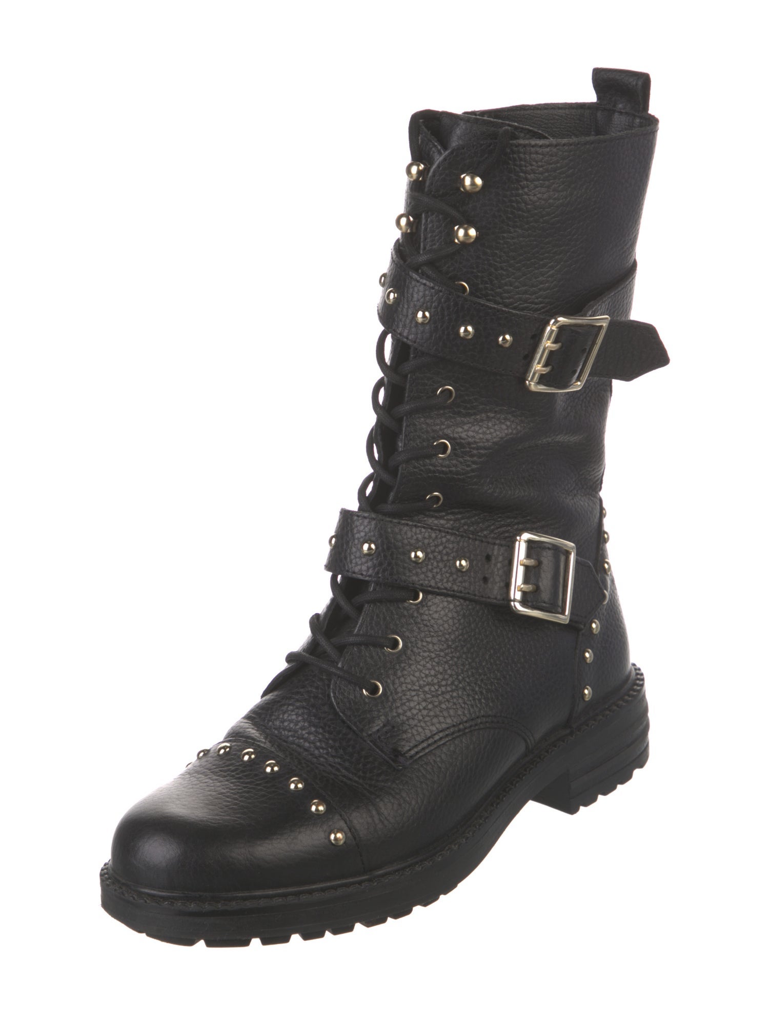 Kurt Geiger Leather Studded Accents Combat Boots