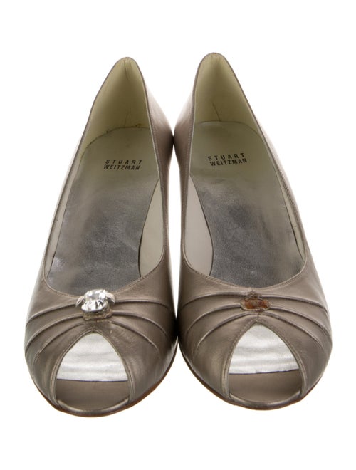 Stuart Weitzman Leather Crystal Embellishments Pumps