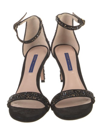 Stuart Weitzman Suede Crystal Embellishments Sandals