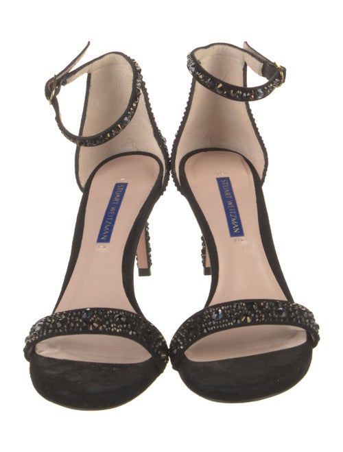 Stuart Weitzman Suede Crystal Embellishments Sandals