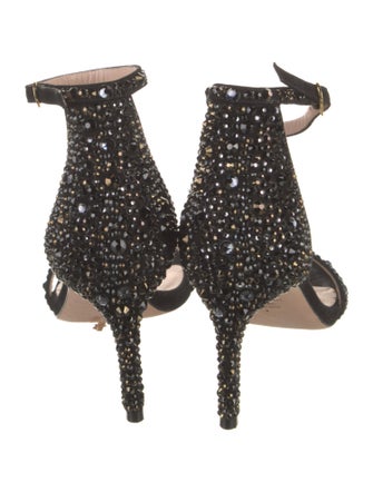 Stuart Weitzman Suede Crystal Embellishments Sandals