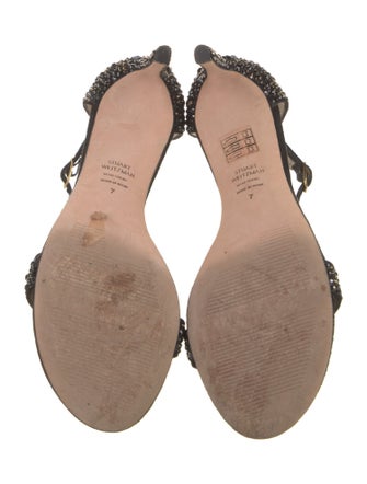 Stuart Weitzman Suede Crystal Embellishments Sandals