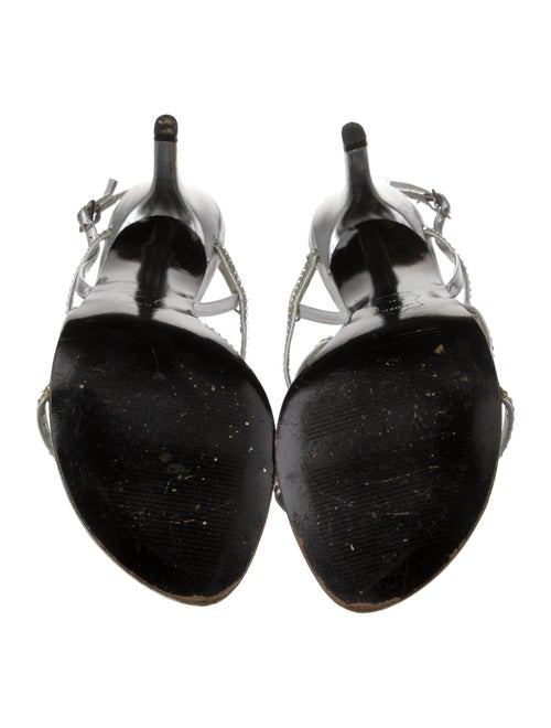 Stuart Weitzman Leather Crystal Embellishments Slingback Sandals