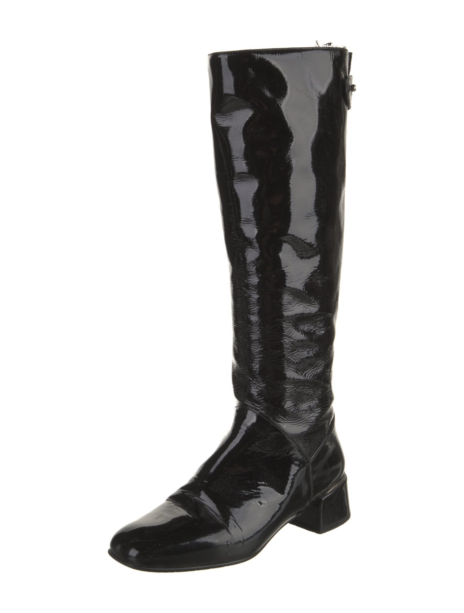 Stuart Weitzman Patent Leather Cutout Accent Riding Boots