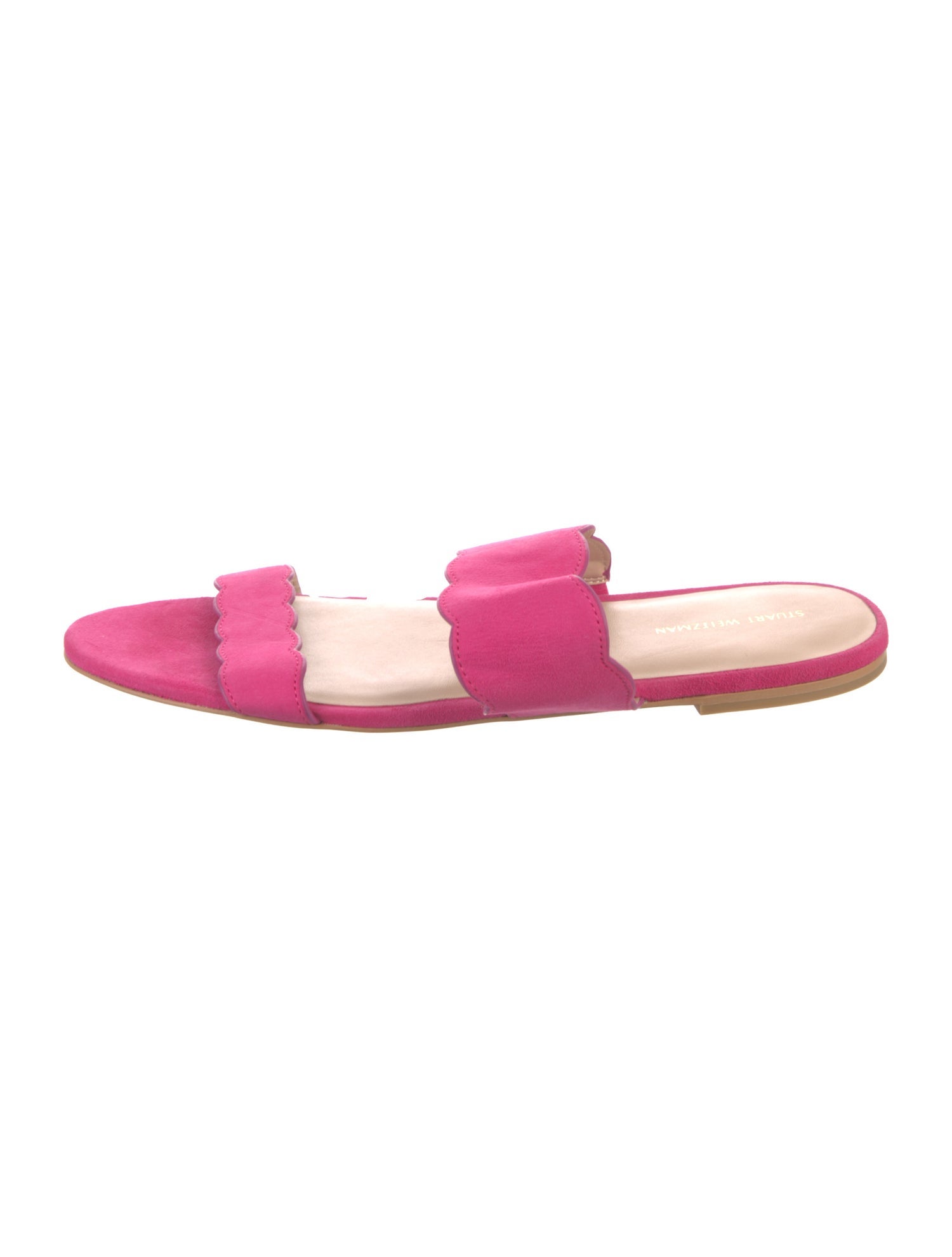 Stuart Weitzman Suede Scalloped Accent Slides