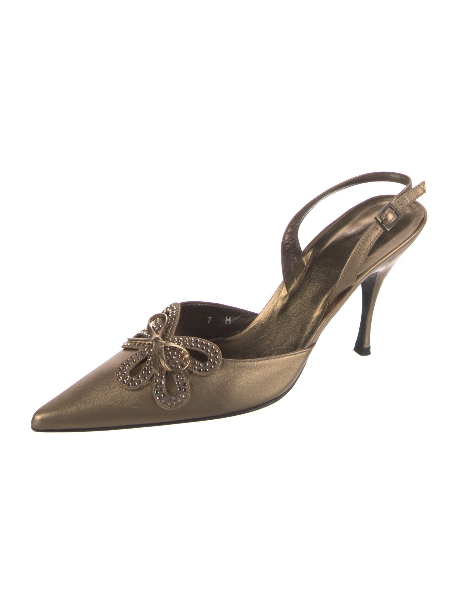 Stuart Weitzman Satin Bow Accents Slingback Pumps
