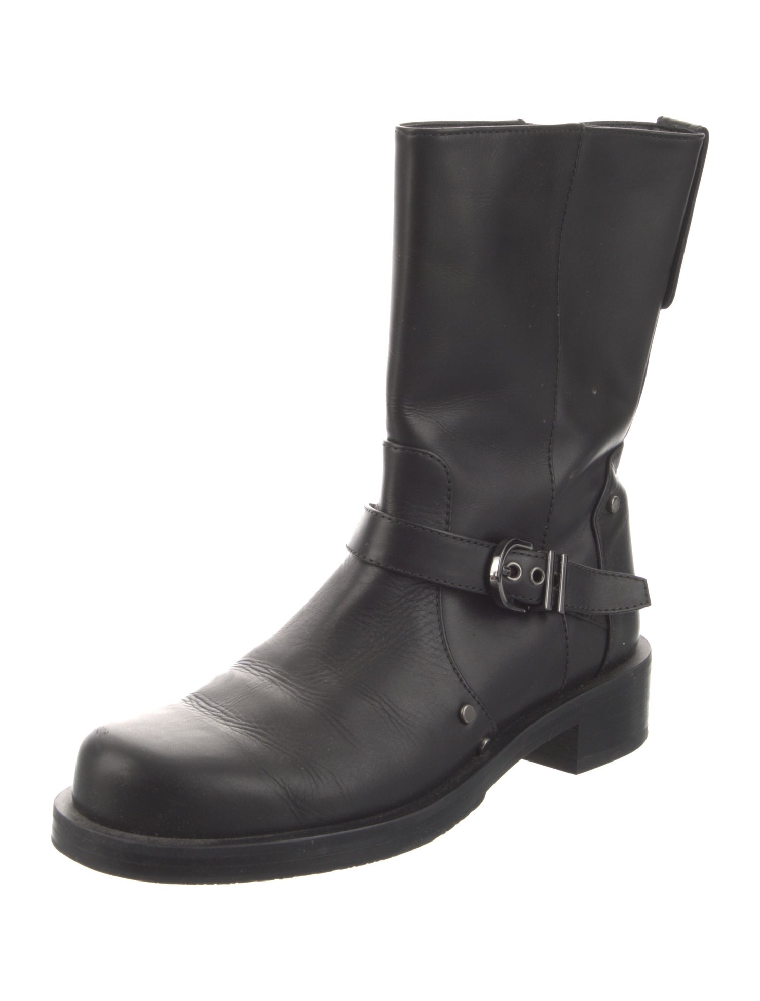 Stuart Weitzman Faux Pearl Accents Leather Moto Boots