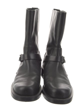 Stuart Weitzman Faux Pearl Accents Leather Moto Boots