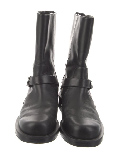 Stuart Weitzman Faux Pearl Accents Leather Moto Boots