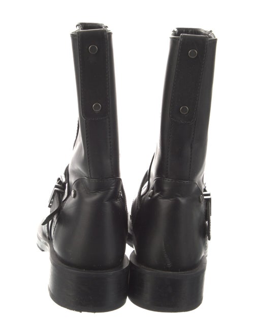Stuart Weitzman Faux Pearl Accents Leather Moto Boots