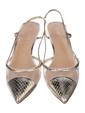 Stuart Weitzman Embossed Leather Slingback Pumps