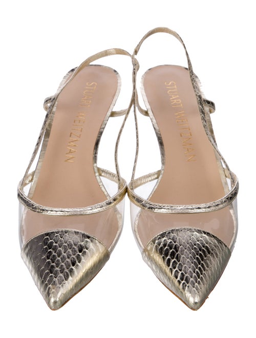 Stuart Weitzman Embossed Leather Slingback Pumps