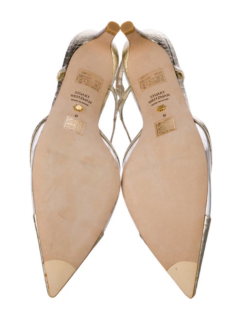 Stuart Weitzman Embossed Leather Slingback Pumps