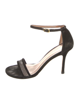 Stuart Weitzman Suede Mesh Accents Sandals