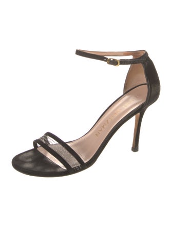 Stuart Weitzman Suede Mesh Accents Sandals