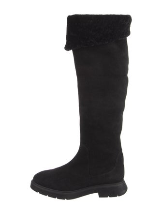 Stuart Weitzman Suede Faux Fur Trim Rain Boots