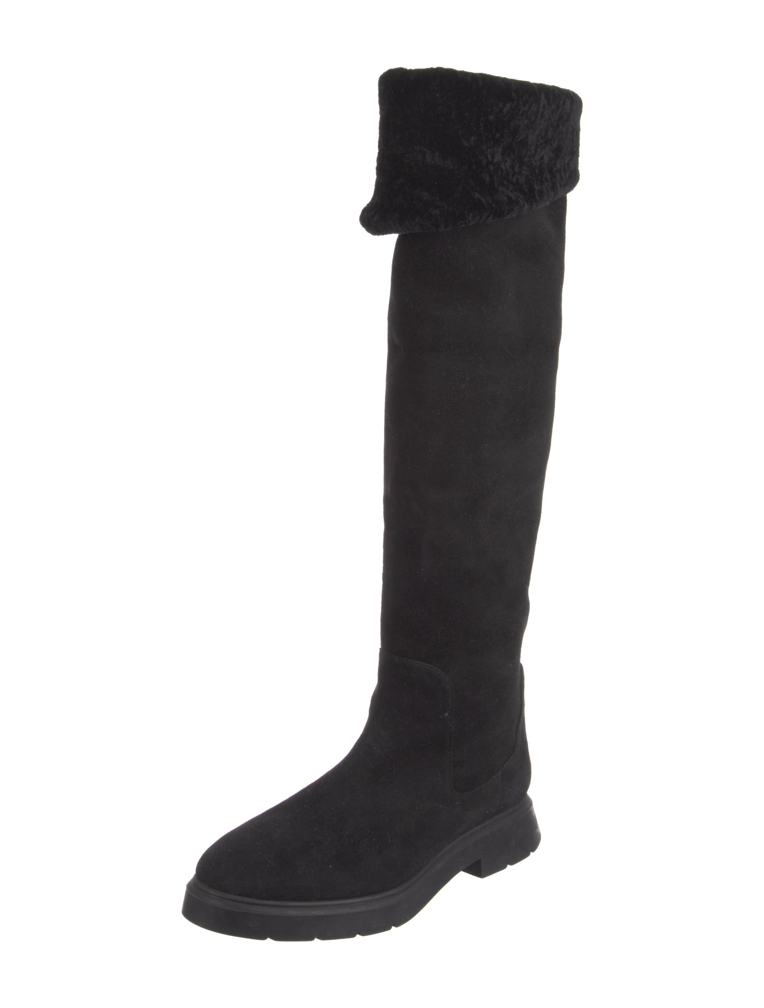 Stuart Weitzman Suede Faux Fur Trim Rain Boots