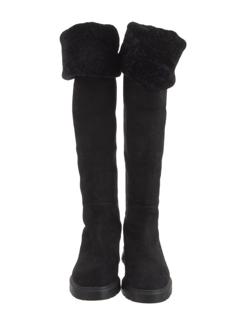 Stuart Weitzman Suede Faux Fur Trim Rain Boots
